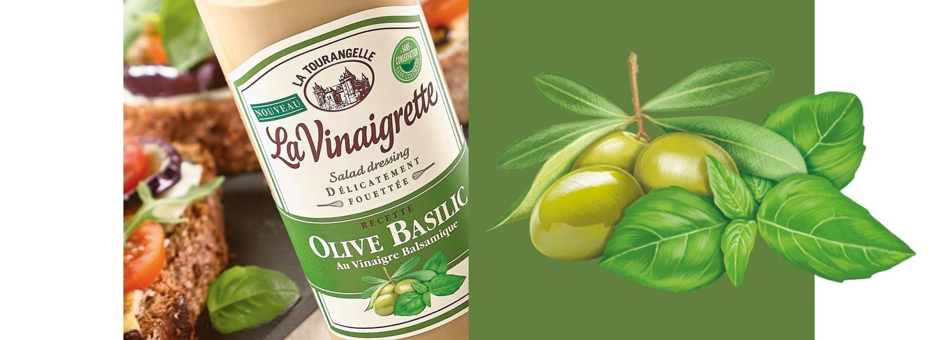 olive basilic Vinaigrette packaging la tourangelle VIKIU